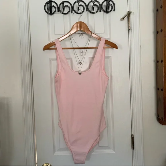 Retro American Apparel Pink Ribbed Bodysuit - Picture 6 of 7